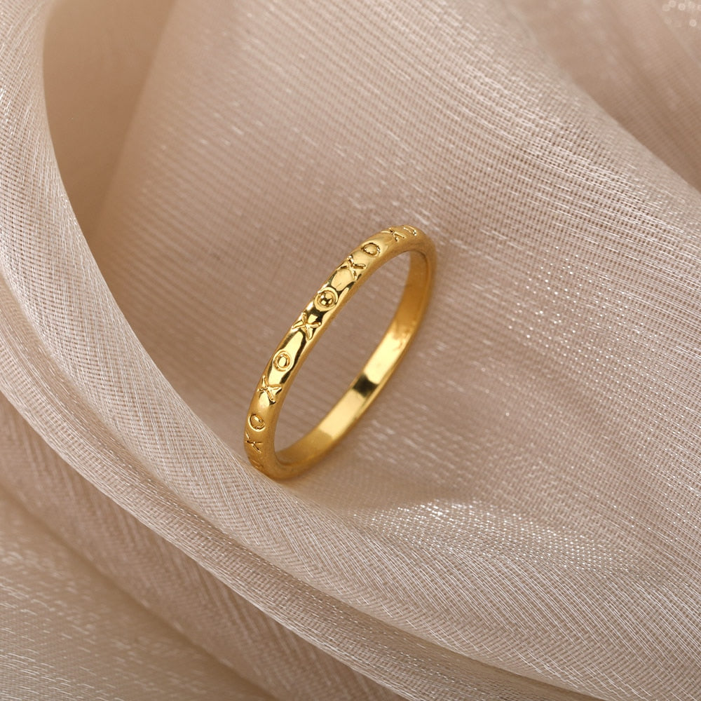 Simple Rings For Women Men Gold Color Stainless Steel Male Female image 2