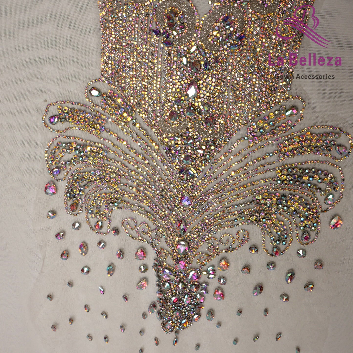 La Belleza black AB rose gold silver Red crystal rhinestone long rich bodice a image 12