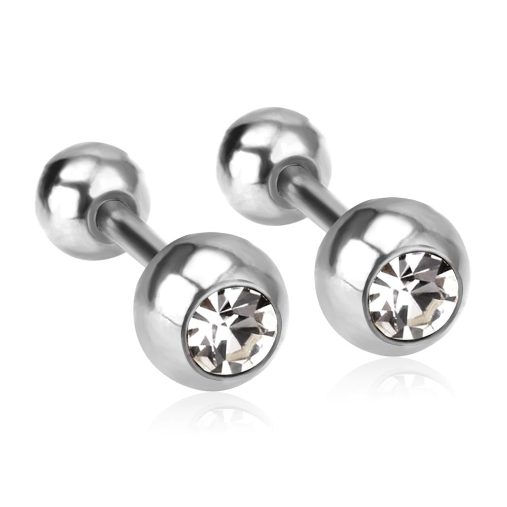 LUXUSTEEL Crystal Earrings For Women Men Gold Color Stainless Steel Round CZ St image 2