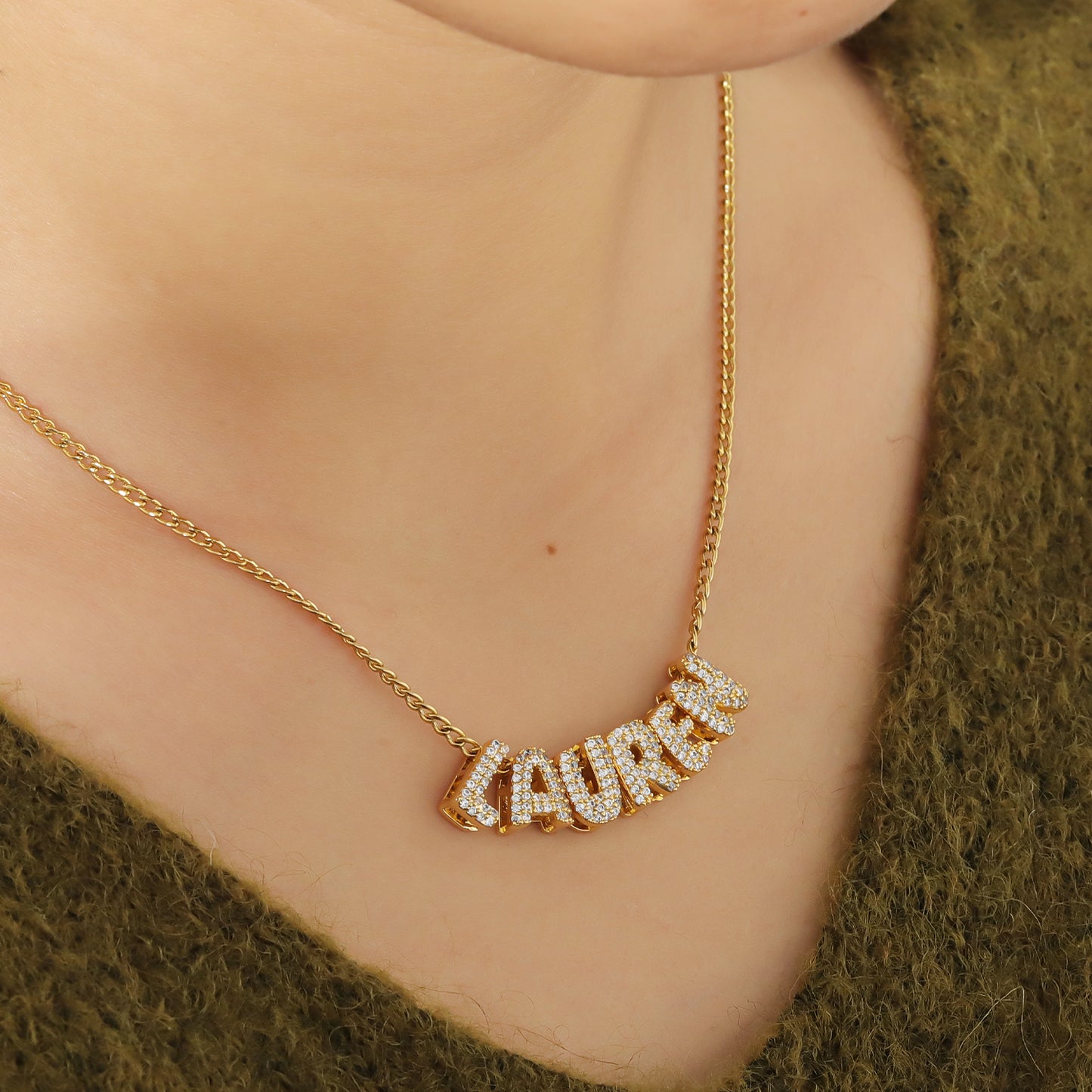 New Personalized Puff Name Pendant 18k Gold Plated Jewelry 3D Bubble Customize image 4