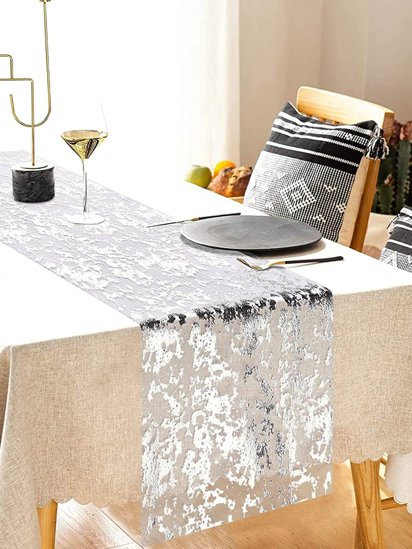 1pc Table Decorations For Party, Golden Table Runner, Sequin Glitter Foil Metal image 20