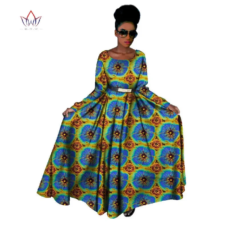 Bintarealwax African Dresses for Women Vestidos Long Sleeve Women African Cloth image 0