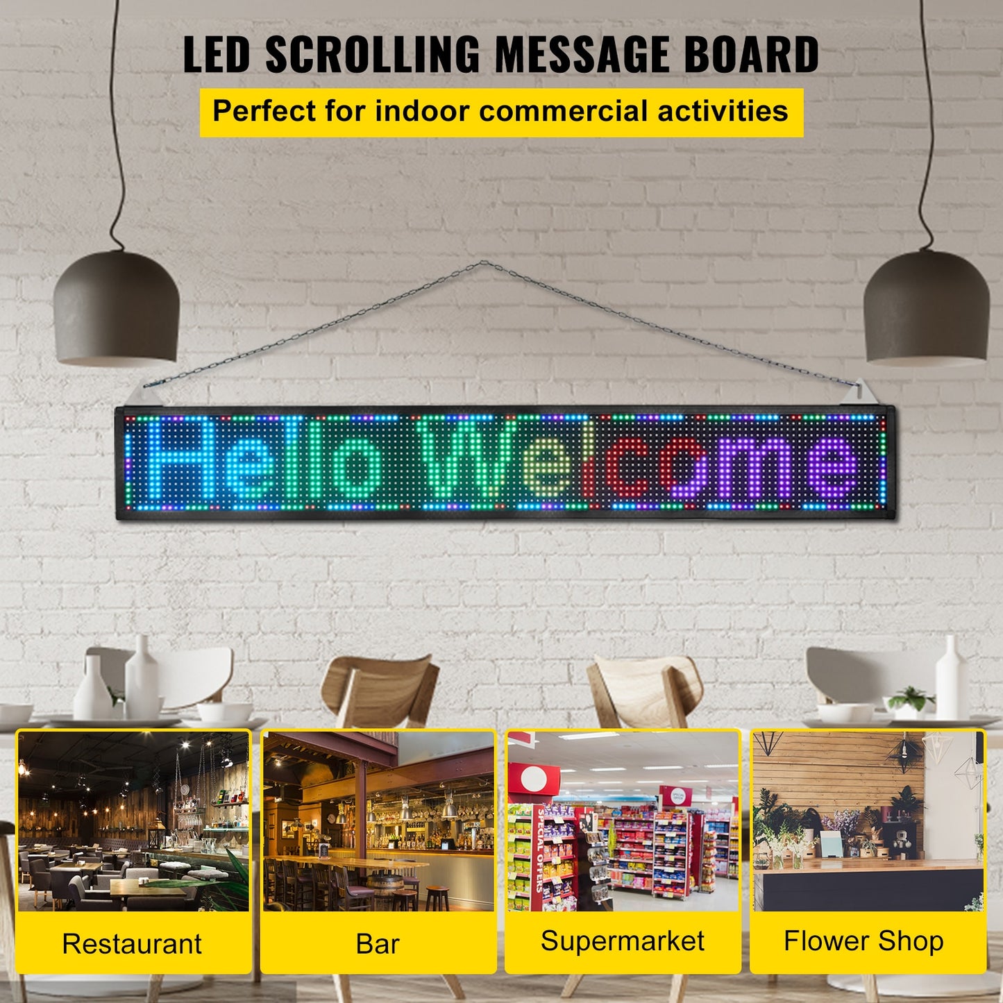 VEVOR Wi-Fi LED Scrolling Sign Full Color P4/P5/P6/P10 DIY Programmable Message image 9