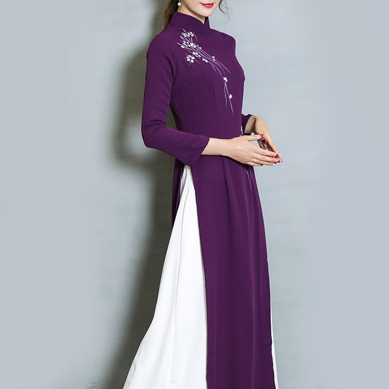 Ao Dai 2020 Spring Summer New Vietnam Dress for Women Elegant Cheongsam Traditi image 4