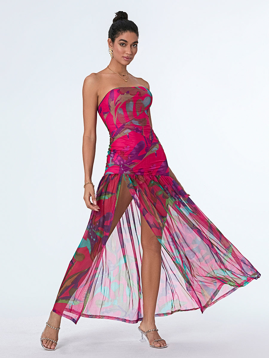 Women s Off Shoulder Ruffle Sleeve Floral Print Maxi Dress with Belt for Beach image 8