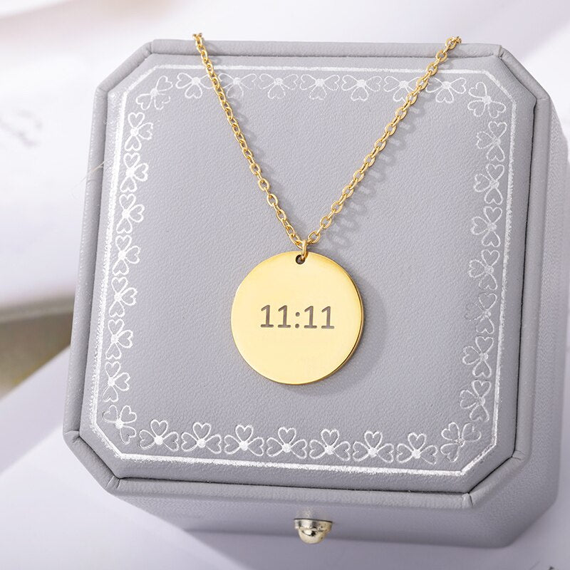 Lucky Angel Number 1111 Necklaces For Women Gold Color Stainless Steel image 4