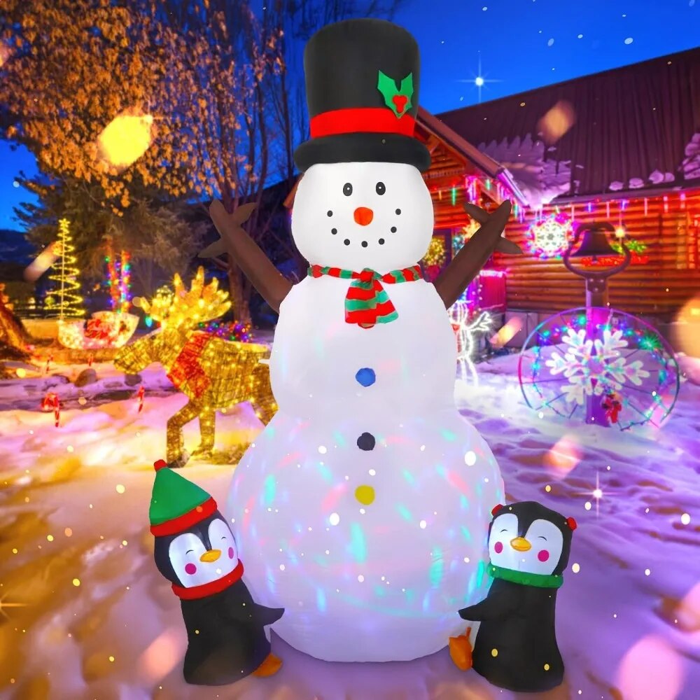 8FT Christmas Inflatable Santa Claus Holding Xmas Tree, Built-in LED Lights, fo image 1