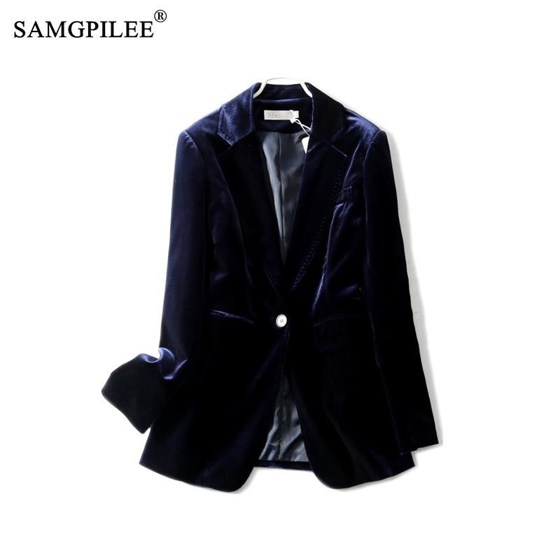 Jacket For Women 2022 Spring And Autumn New One Button Gold Velvet Pocket image 5