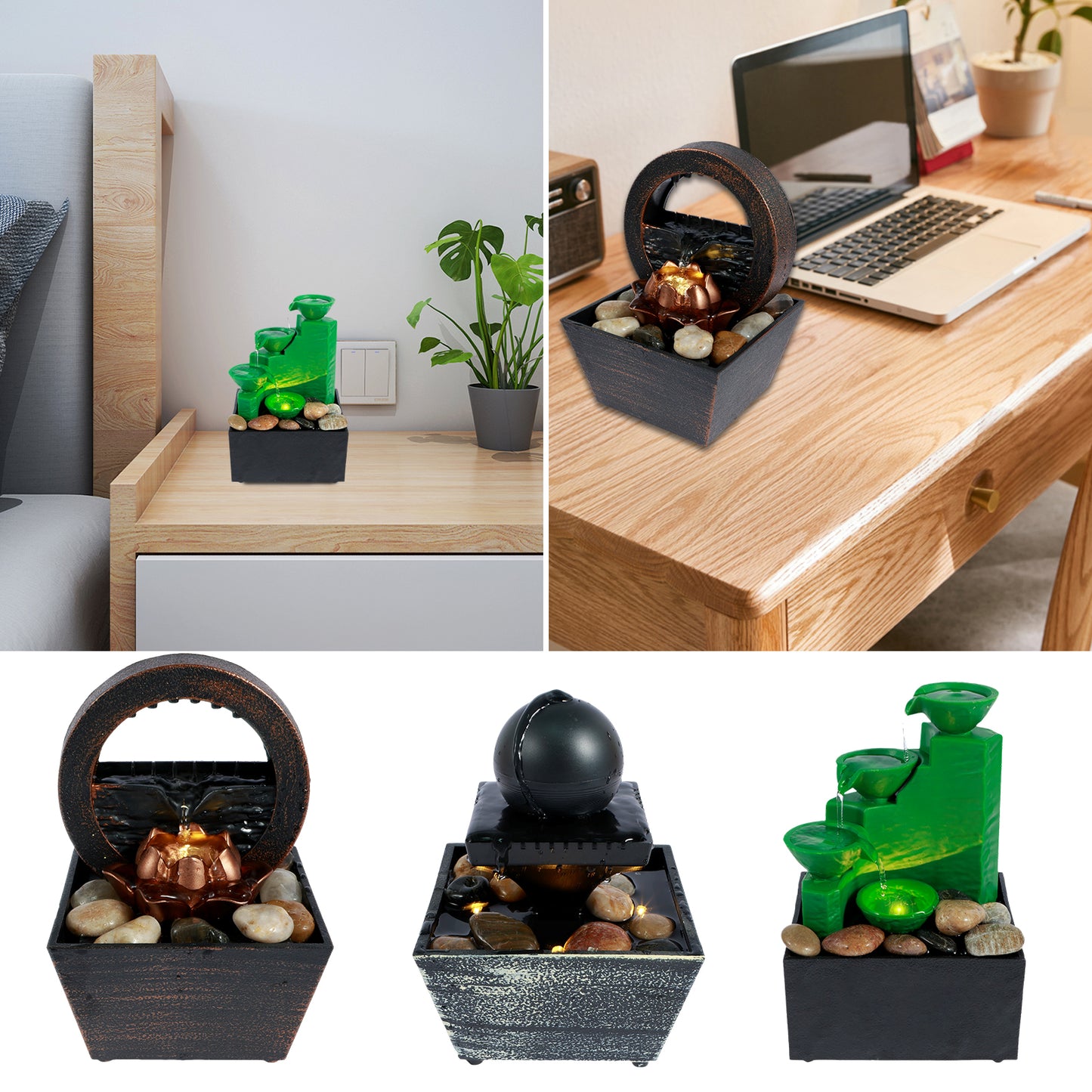 Tabletop Fountain Mini Indoor Water Fountain Creative Gifts Fengshui Home Deskt image 8