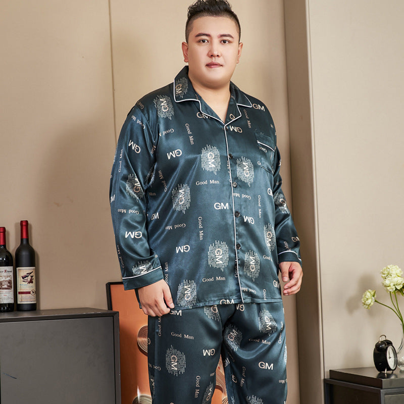 5XL Big Size Pajamas For Men 165KG Spring Summer Ice Silk Satin Cool Pajama Man image 11