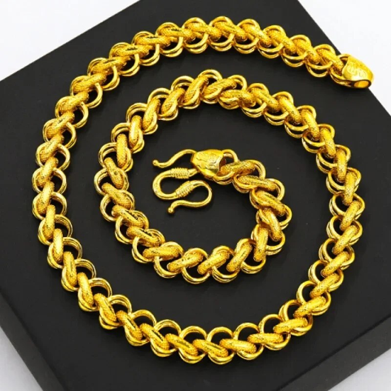 Gold shop with 9999 real gold necklace men's and women's gold 24K necklace fort image 2