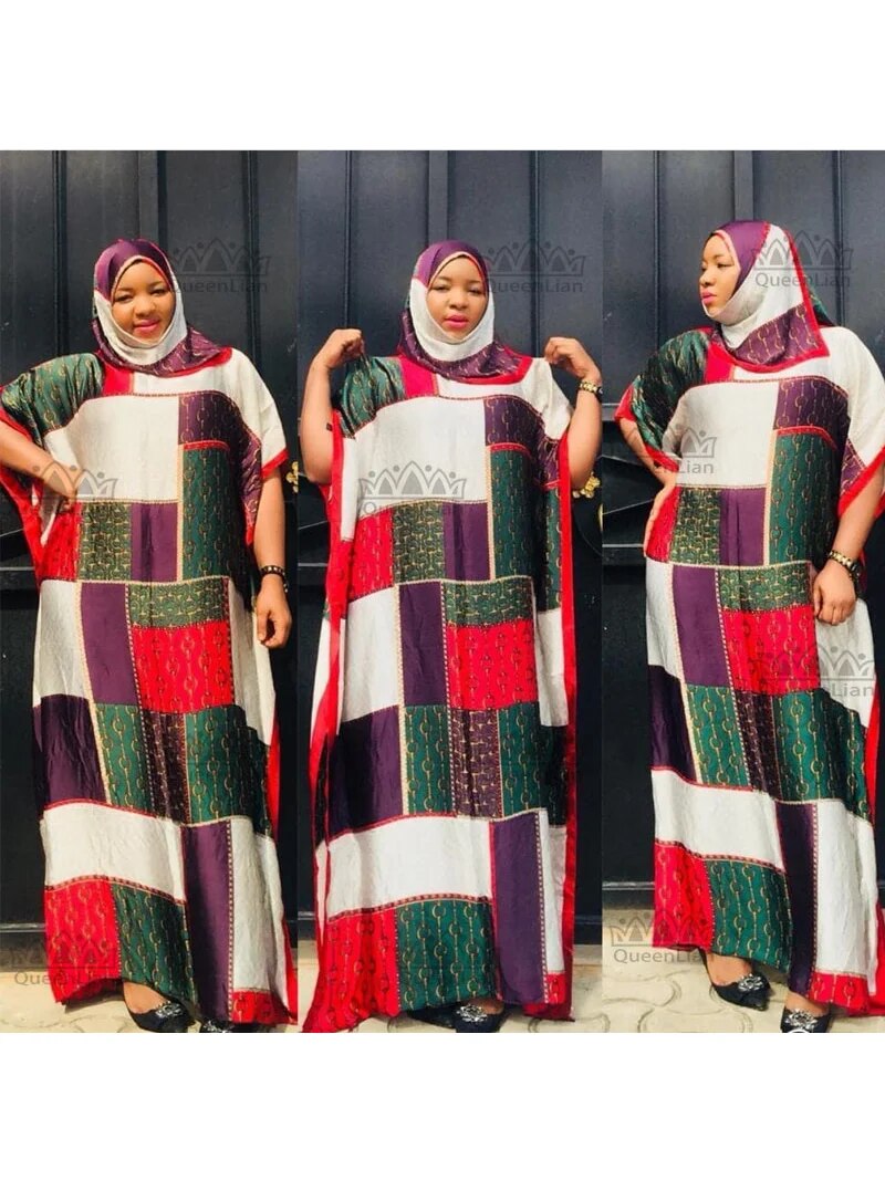 Free Size New Chiffon Super African Dashiki Traditional Party Dress with Scar image 4