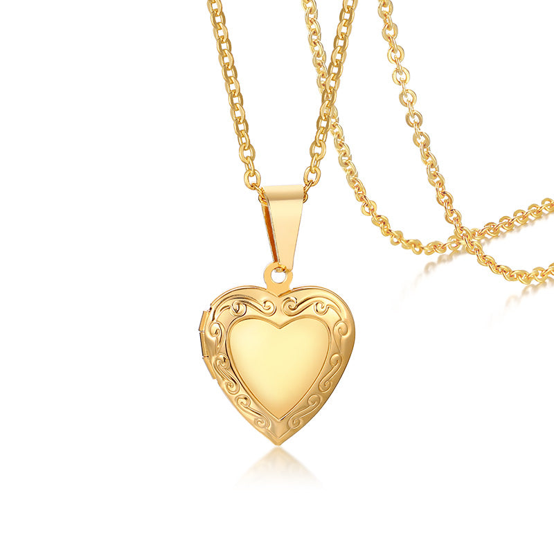 Fashion Heart Locket Necklaces for Women Lady Jewelry Gold and Silver Color Per image 2