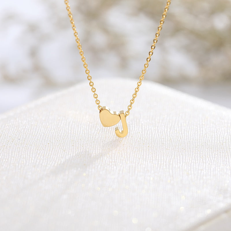 A-Z Letter Heart Initial Necklaces For Women Gold Color Stainless Steel Necklace image 2