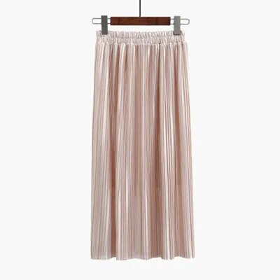 Silver Gold Pleated Skirt Womens Vintage High Waist Skirt 2023 Winter Long Warm image 8