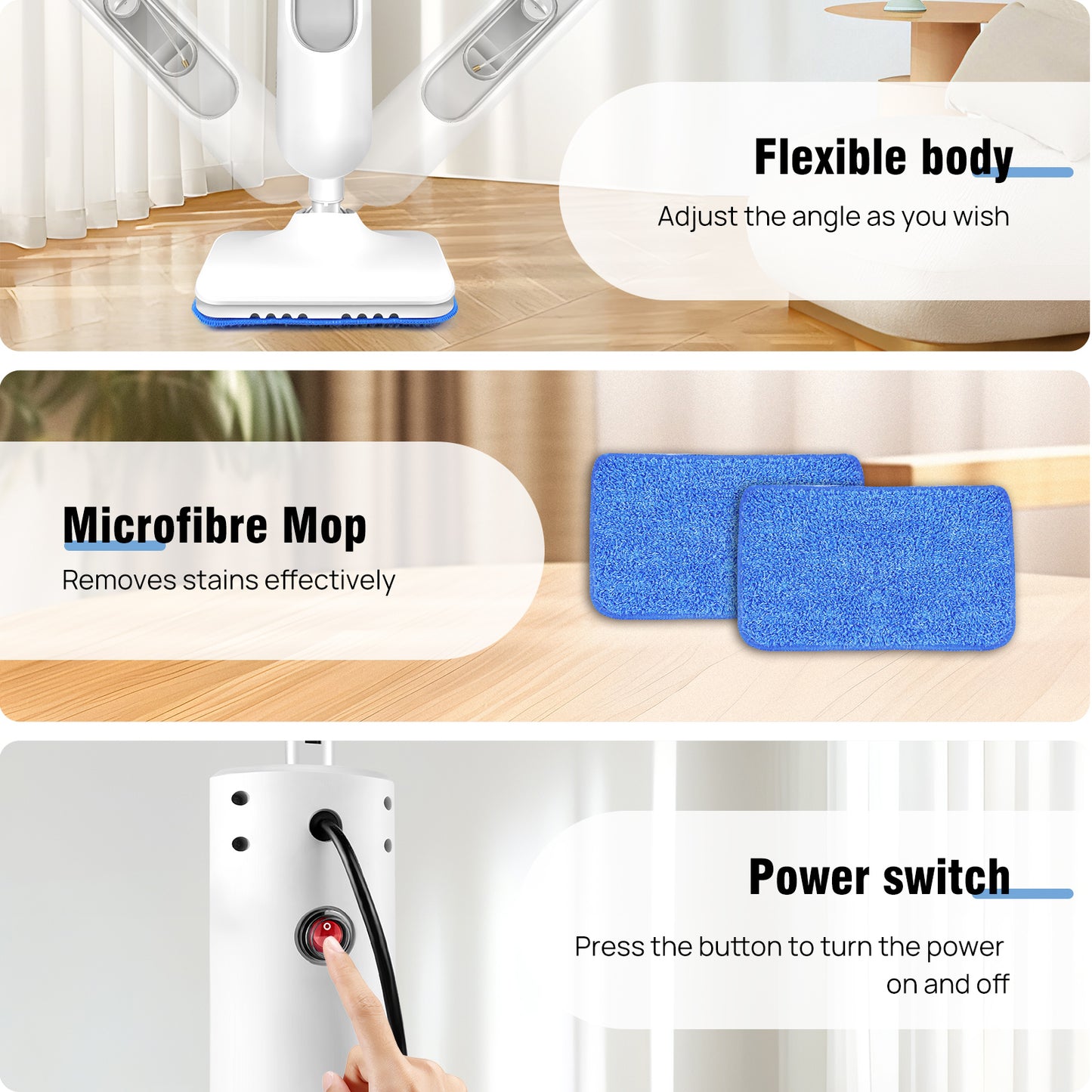 12 IN 1 Electric Steam Mop with 120 Degree Rotatable Head for Floor Cleaning,50 image 5