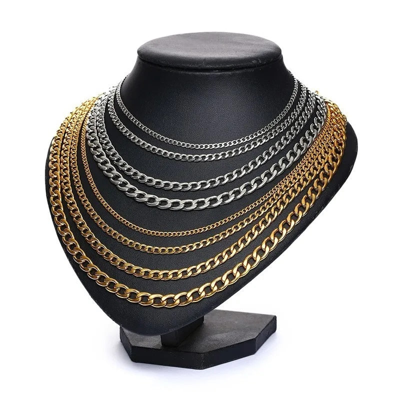 Vnox Men's Cuban Link Chain Necklace Stainless Steel Black Gold Color Male Chok image 16