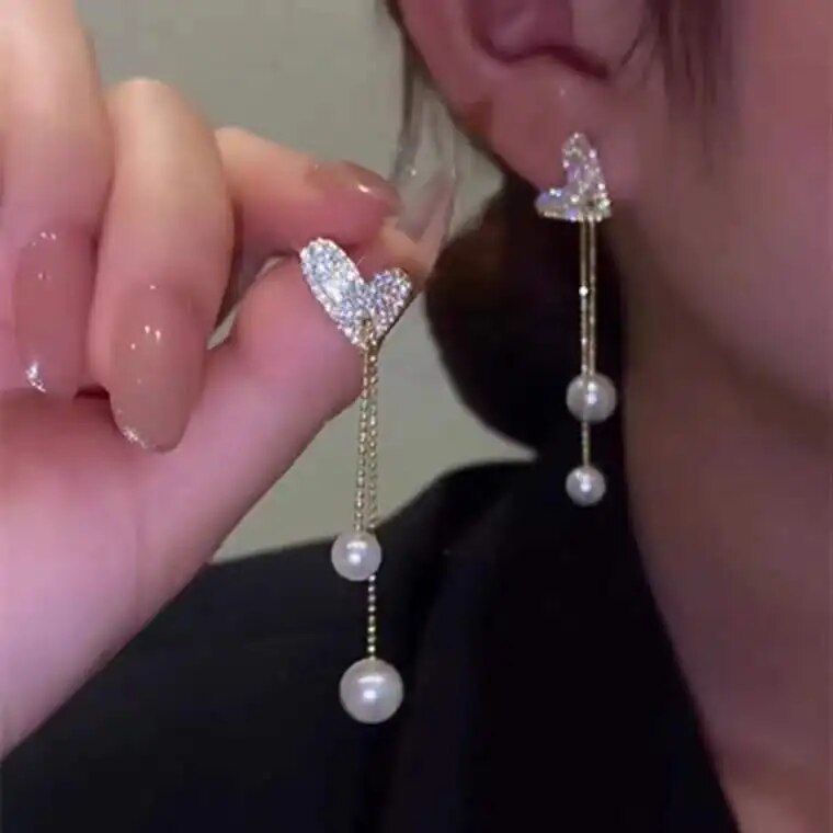 Zircon Wheat Tassel Pendant Gold Color U-shaped Earrings for Women 2023 New Fas image 35