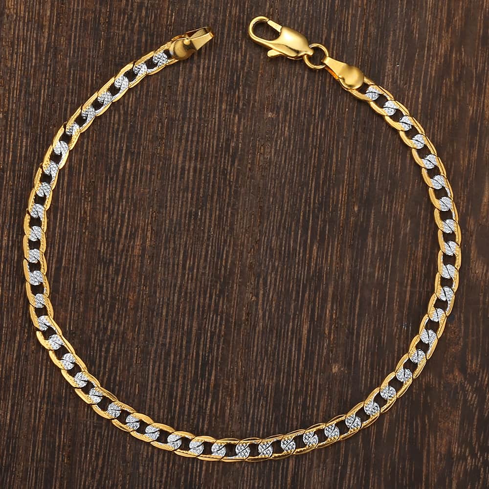 4mm Flat Hammered Curb Cuban Necklace Bracelet Set Gold Color Mix Silver Color image 4