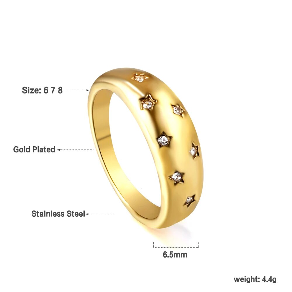 LUXUSTEEL Romantic Double Hollow Heart Rings for Women Stainless Steel Golden M image 7
