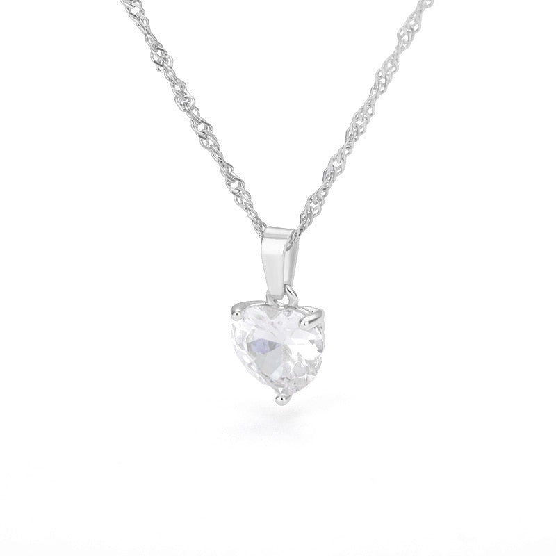 Heart Necklaces For Women Stainless Steel Gold Plated Chain Zircon Heart Pendan image 1