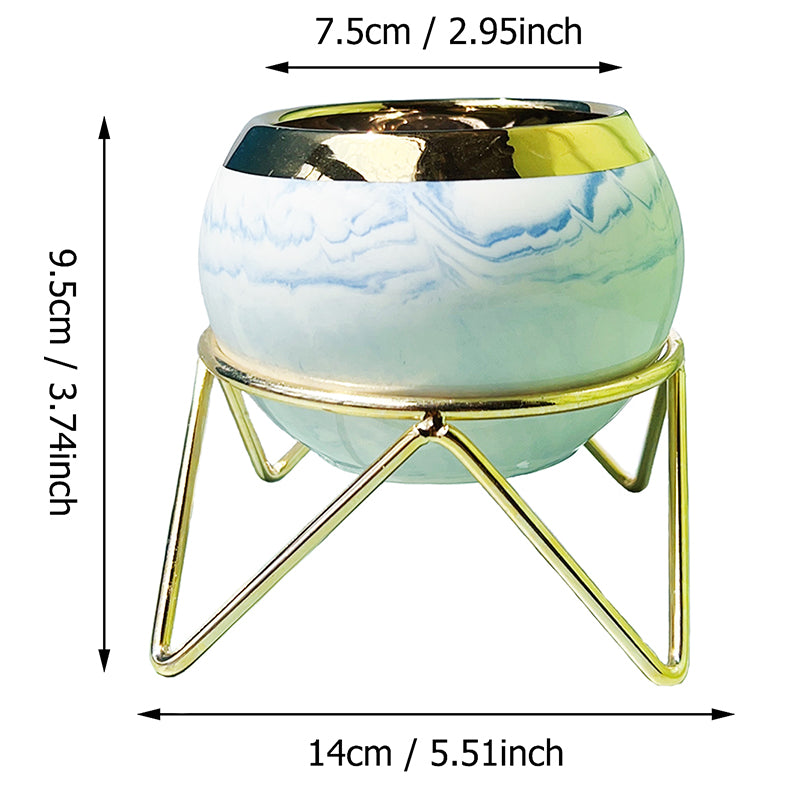 Nordic INS Style Luxury Gilded Ceramic Small Flowerpot with Golden Bracket Crea image 14