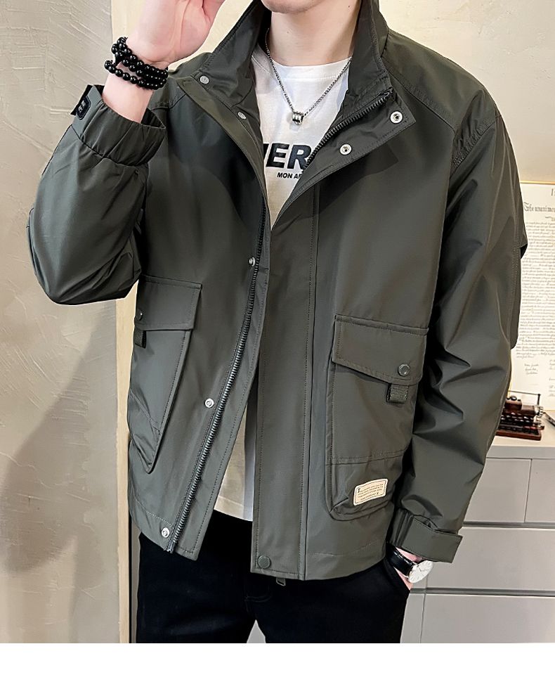 Versatile Autumn Winter Men Solid Casual Loose Simple Aviator Jacket Jacket Coa image 1