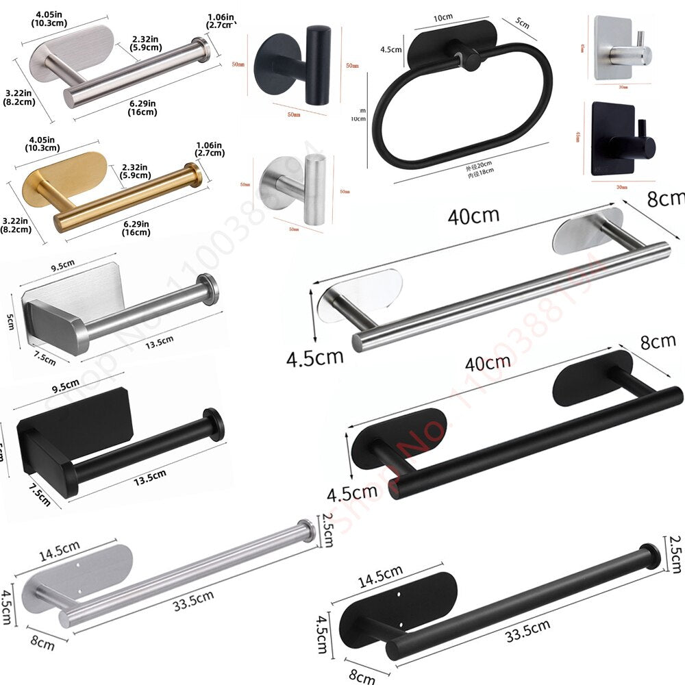 Adhesive Toilet Paper Holder Wall Mount For Bathroom Kitchen Silver Gold Black image 24