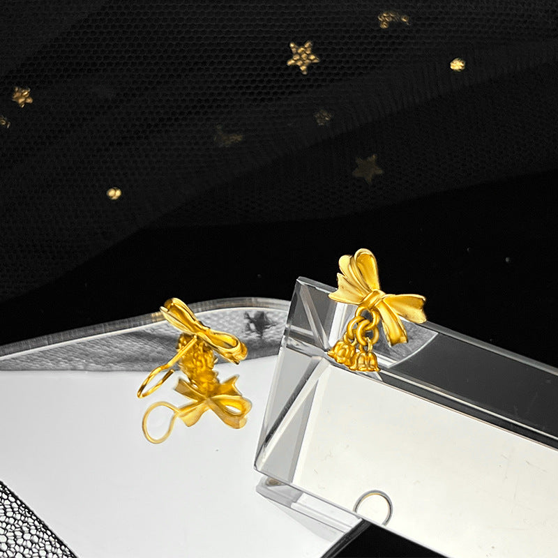 Luxury 14k Gold Original Sweet Bowknot Flower Necklace Bracelet Earring for Wom image 5