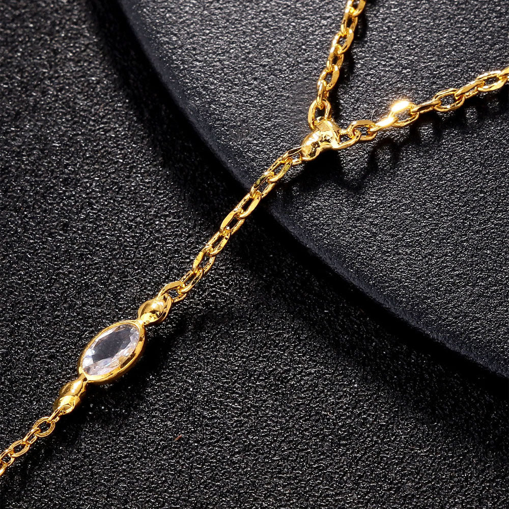 18K Gold STAINLESS STEELDainty plated Hand Chain Bracelet for Her STAINLESS STE image 3
