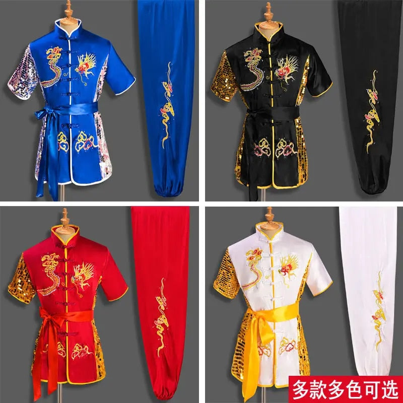 Men Women Chinese Traditional Dragon Wushu Uniform Kung Fu Clothing Set Martial image 0