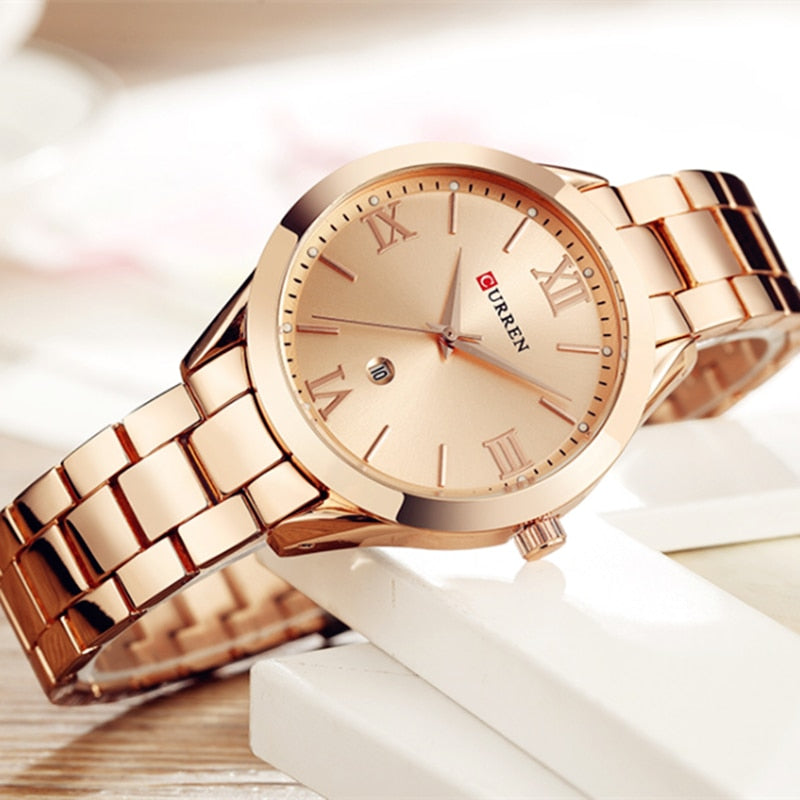 CURREN Gold Watch Women Watches Ladies 9007 Steel Women's Bracelet Watches Fema image 5