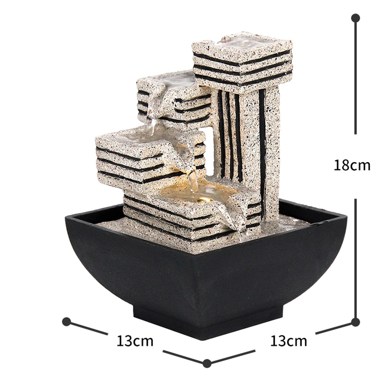 4 Tiers Indoor Water Fountain Tabletop Fountain Waterfall with Scene Lights for image 4