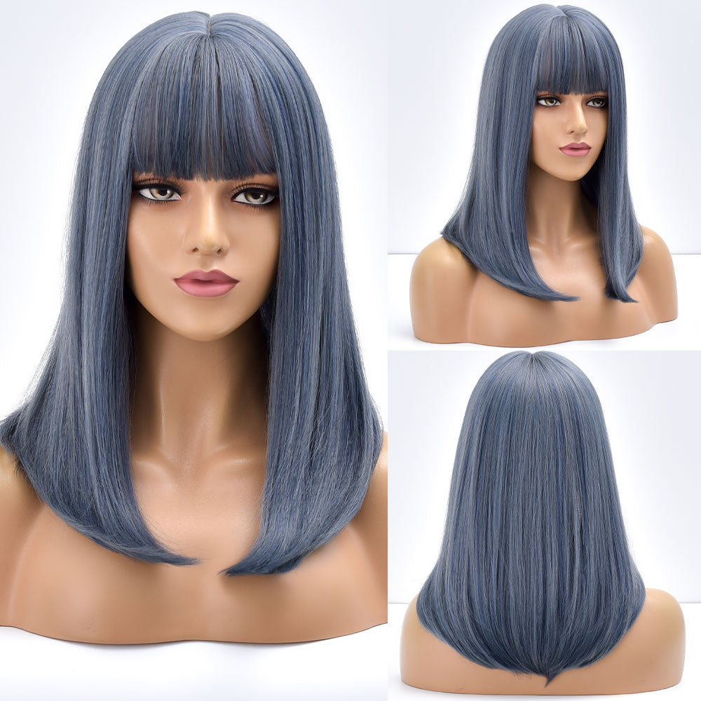 Blonde Ombre Long Straight Gold Synthetic Wig With Bangs For Black White Women image 4