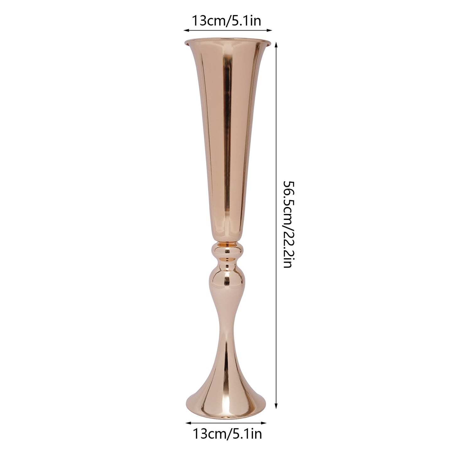 6Pcs Metal Trumpet Vases Desktop Metal Large and Tall Vases Flower Holder Gold image 6