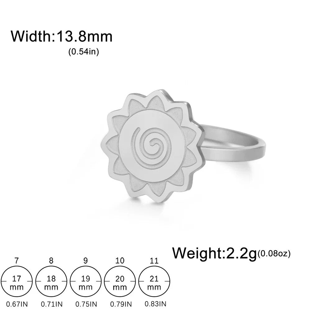 My Shape Lotus Mandala Flower Rings Women Stainless Steel Gold Color Finger Rin image 4