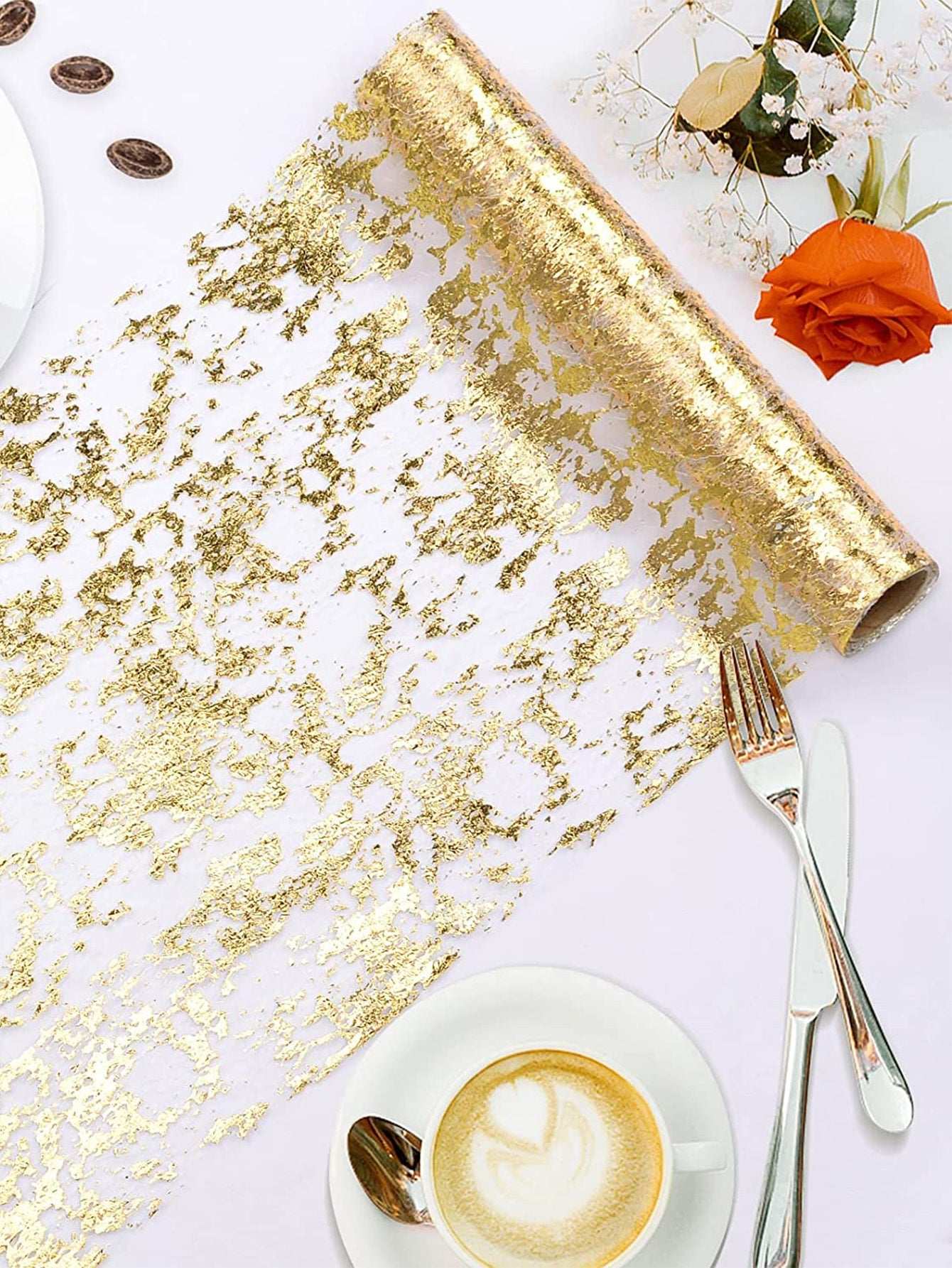 1pc Table Decorations For Party, Golden Table Runner, Sequin Glitter Foil Metal image 1