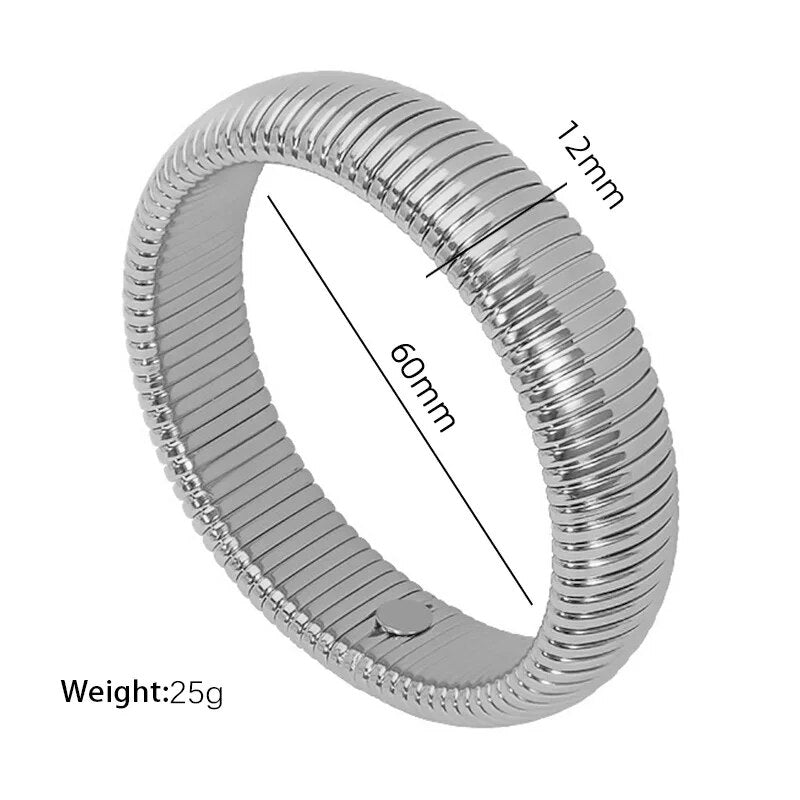 18k Gold Plated Stainless Steel Snake Twist Elastic Bracelets for Women Punk Fa image 1