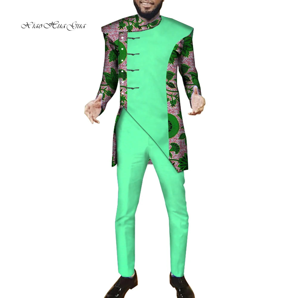 African Men Suits Sets Tops+Trousers Fashion Printing African Clothes for Men F image 9
