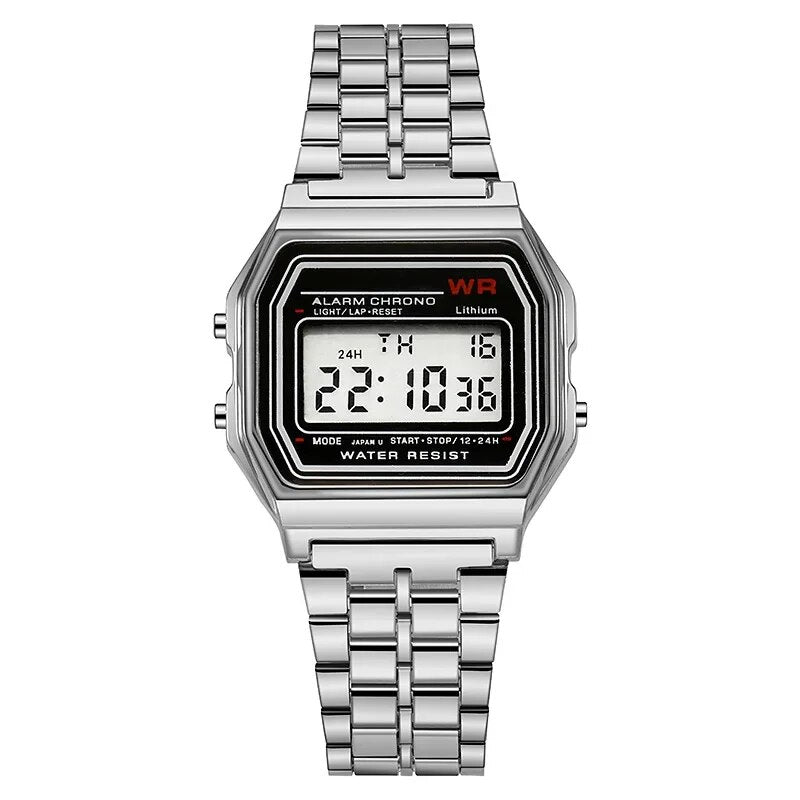 LED Steel Belt Rose Gold Silver Watches Men Women Electronic Digital Display Re image 0