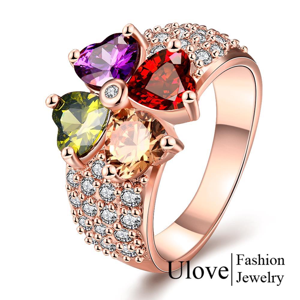 US STOCK 5% Off Rose Gold Color Ring Female Cubic Zirconia Wedding Rings for image 2