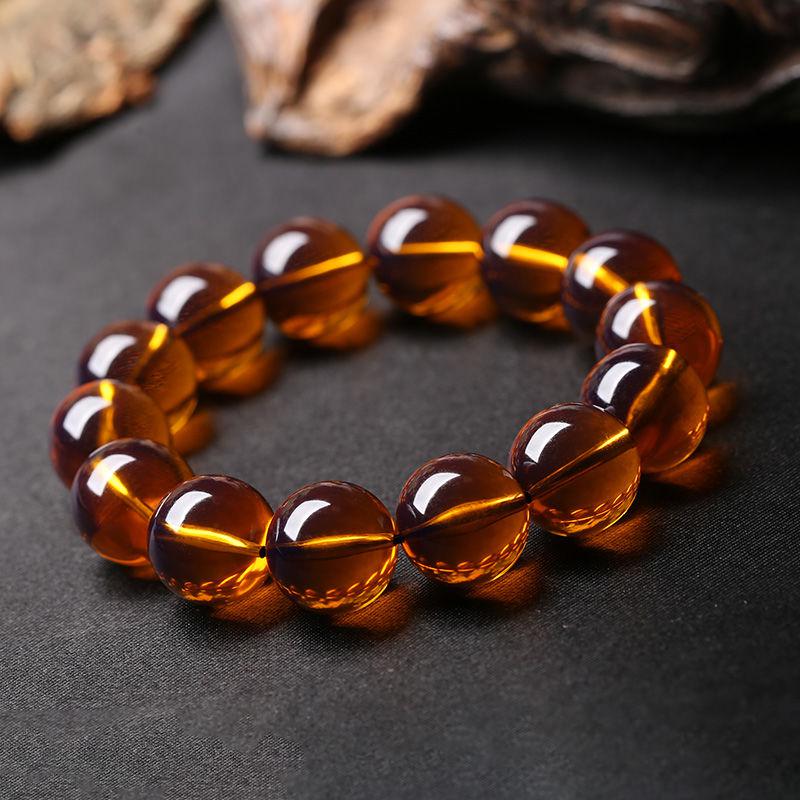 Natural Baltic Amber Elastic Bracelet Women Men Golden Ambers 108 Bead image 3