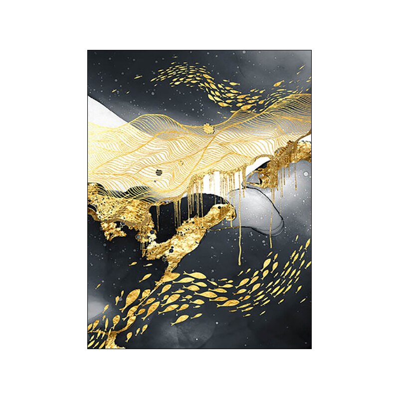 Abstract Classic Poster Canvas Art Painting Golden Marble Luxury Picture Home D image 3