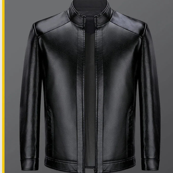 Leather jacket men's jacket autumn trendy brand motorcycle suit windproof hand image 3