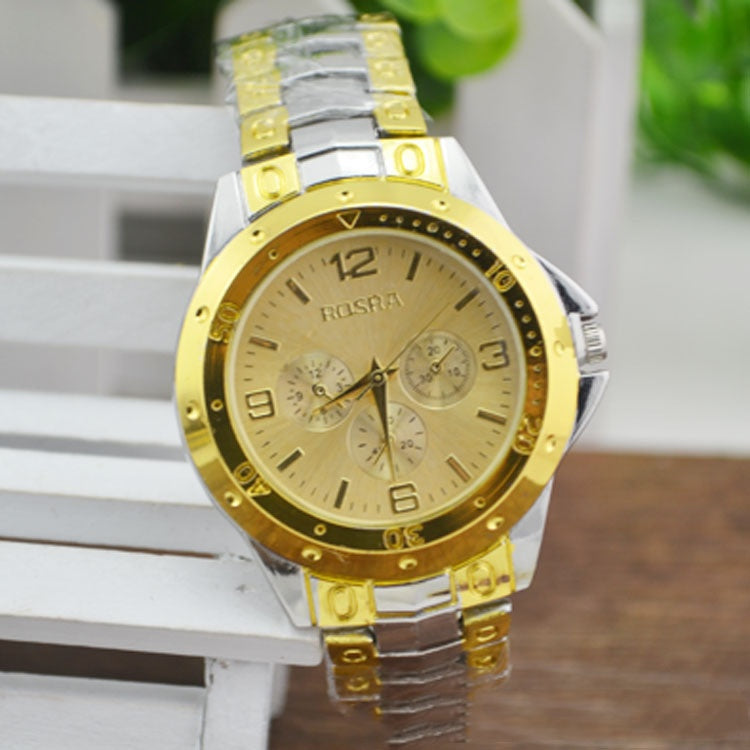Steel Strap Quartz Roman Dial Gold Watch image 4