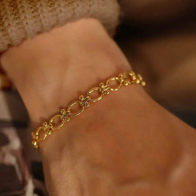 18k Gold Plated Chunky Oval Link Chain Bracelets for Women Thick Stainless Stee image 2