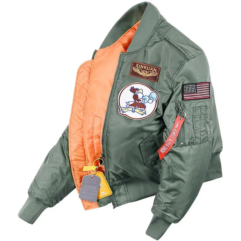 Winter Men Thicken Warm Flight Pilot Jacket Mens Casual MA1 Aviator Baseball Ai image 6