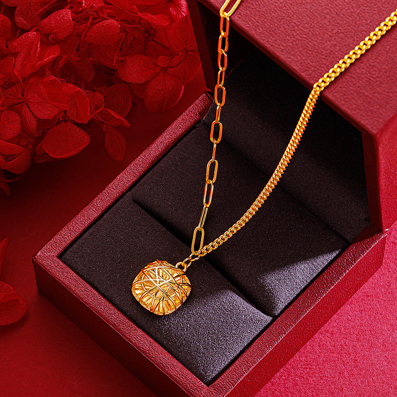 Real 18 K Gold Color Brushed Sugar Necklace Ring Earrings for Women Birthday We image 1
