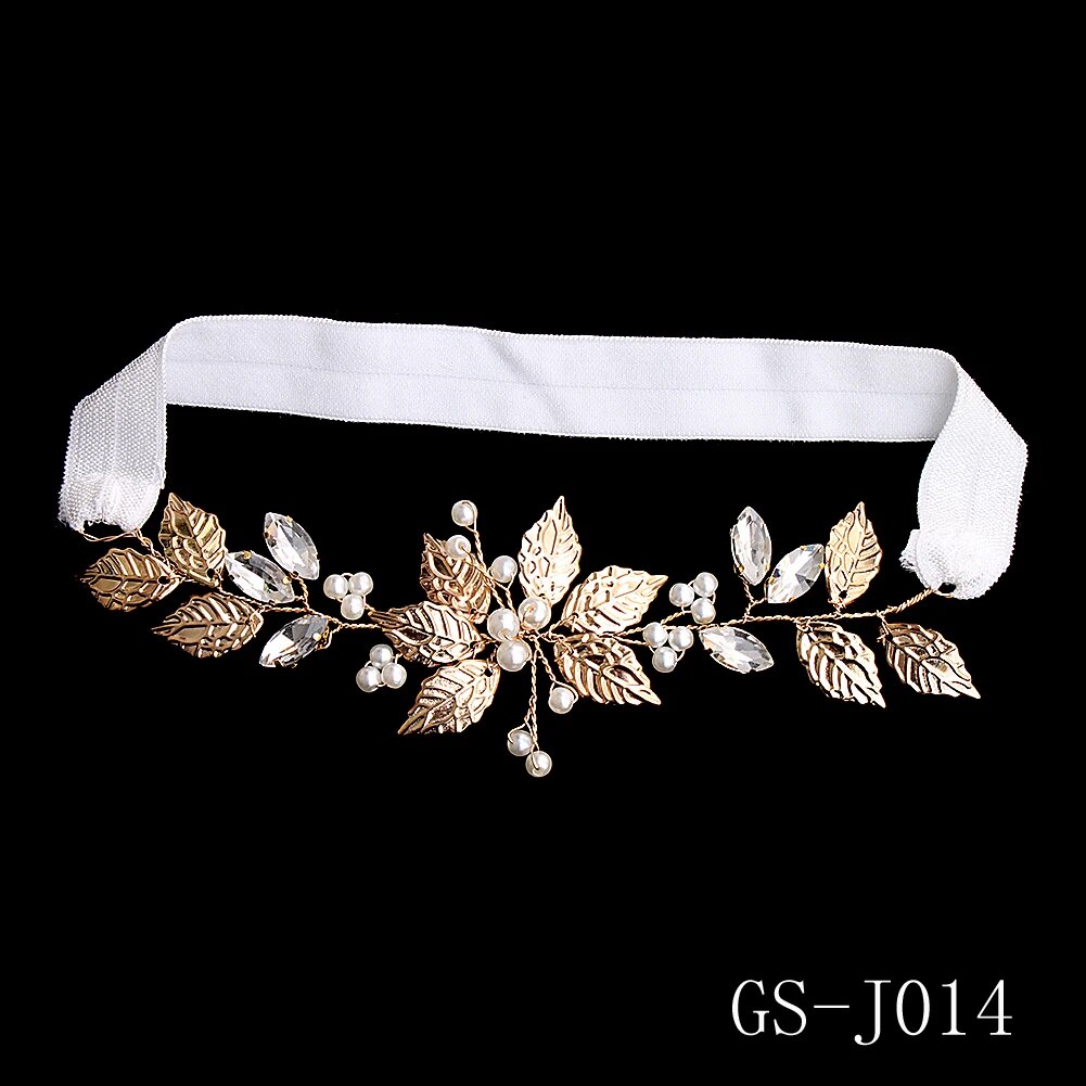 Jewelry Crystal Wedding European and American bridal garter Gold Leaf Wedding D image 1