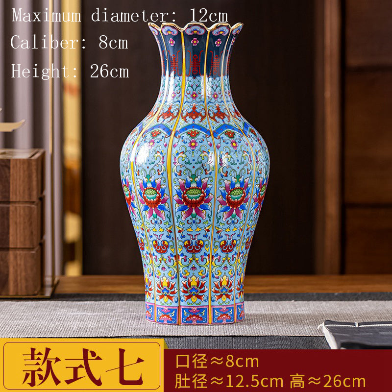 Enamel Colored Ceramic Vase Study Living Room Decoration Chinese Retro Golden S image 14